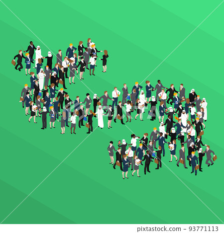 Crowd Dollar Sign Isometric Concept 93771113
