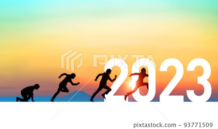 Image of 2023 New Year's card material for business People who start Image of 2023 New Year's card material for business People who start 93771509