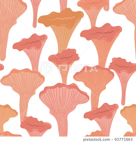 cute different mushrooms with Chanterelle. seamless pattern 93771663