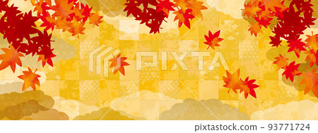 Japanese style pattern autumn leaves background illustration 93771724