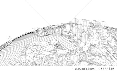 3d city sphere. Vector rendering of 3d 3d city sphere. Vector rendering of 3d 93772136