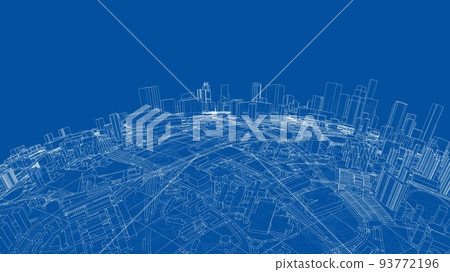 3d city sphere. Vector rendering of 3d 3d city sphere. Vector rendering of 3d 93772196