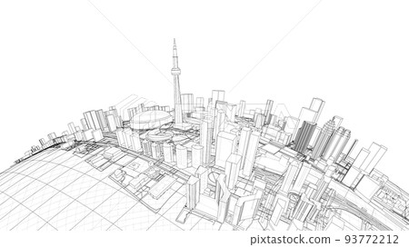 3d city sphere. Vector rendering of 3d 3d city sphere. Vector rendering of 3d 93772212