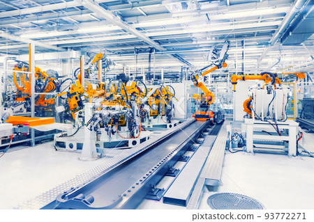 robots in a car plant robots in a car plant 93772271