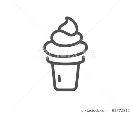 Ice cream cone line icon. Vanilla sundae waffle cone sign. Frozen summer dessert symbol. Quality design element. Linear style ice cream icon. Editable stroke. Vector Ice cream cone line icon. Vanilla sundae waffle cone sign. Frozen summer dessert symbol. Quality design element. Linear style ice cream icon. Editable stroke. Vector 93772813