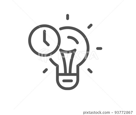 Time management line icon. Idea lightbulb sign. Clock symbol. Quality design element. Linear style time management icon. Editable stroke. Vector Time management line icon. Idea lightbulb sign. Clock symbol. Quality design element. Linear style time management icon. Editable stroke. Vector 93772867