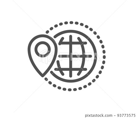 World travel line icon. Trip globe sign. Map location pointer symbol. Quality design element. Linear style world travel icon. Editable stroke. Vector World travel line icon. Trip globe sign. Map location pointer symbol. Quality design element. Linear style world travel icon. Editable stroke. Vector 93773575