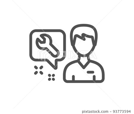 Spanner tool line icon. Repairman service sign. Fix instruments symbol. Quality design element. Linear style repairman icon. Editable stroke. Vector Spanner tool line icon. Repairman service sign. Fix instruments symbol. Quality design element. Linear style repairman icon. Editable stroke. Vector 93773594