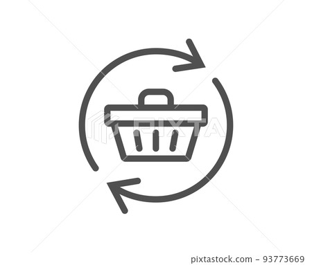 Update Shopping cart line icon. Online buying sign. Supermarket basket symbol. Quality design element. Linear style refresh cart icon. Editable stroke. Vector Update Shopping cart line icon. Online buying sign. Supermarket basket symbol. Quality design element. Linear style refresh cart icon. Editable stroke. Vector 93773669