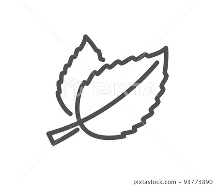 Mint leaves line icon. Herbal leaf sign. Tea... - Stock Illustration ...