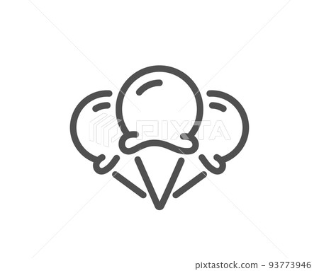 Ice creams cone line icon. Vanilla sundae waffle cone sign. Frozen summer dessert symbol. Quality design element. Linear style ice creams icon. Editable stroke. Vector Ice creams cone line icon. Vanilla sundae waffle cone sign. Frozen summer dessert symbol. Quality design element. Linear style ice creams icon. Editable stroke. Vector 93773946