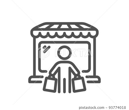Market buyer line icon. Wholesale store customer sign. Retail marketplace client symbol. Quality design element. Linear style market buyer icon. Editable stroke. Vector 93774018