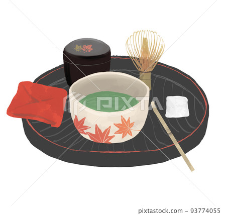 Matcha set autumn leaves red - Stock Illustration [93774055] - PIXTA