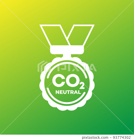 carbon neutral vector badge, medal icon 93774302
