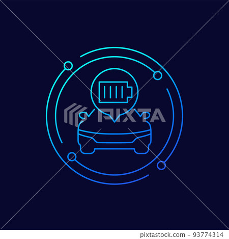 car charging a battery icon, line vector 93774314