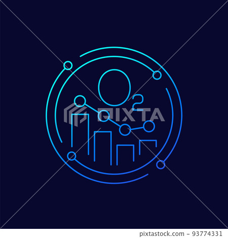 oxygen level line icon with chart, vector 93774331