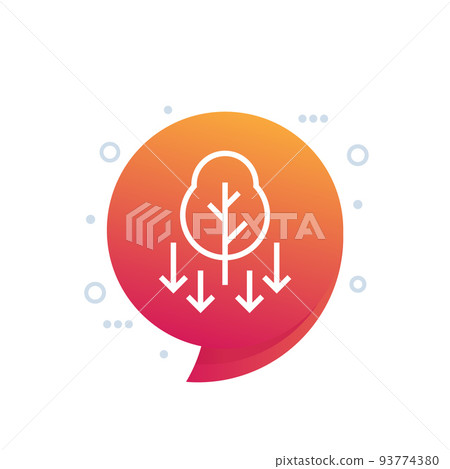 deforestation icon, decrease in forest areas vector deforestation icon, decrease in forest areas vector 93774380