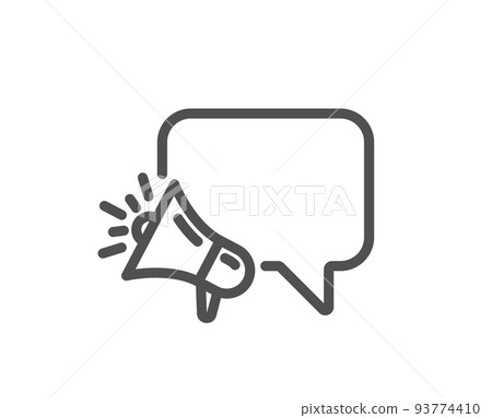 Megaphone line icon. Advertisement device symbol. Brand ambassador speech bubble sign. Quality design element. Linear style megaphone icon. Editable stroke. Vector Megaphone line icon. Advertisement device symbol. Brand ambassador speech bubble sign. Quality design element. Linear style megaphone icon. Editable stroke. Vector 93774410