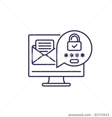 mail access icon, authentication with a password mail access icon, authentication with a password 93774433