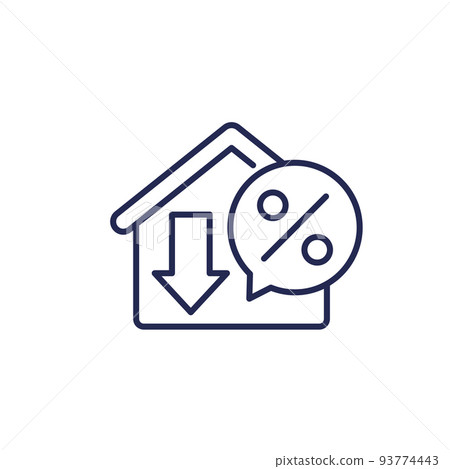 mortgage, loan falling rates line icon mortgage, loan falling rates line icon 93774443