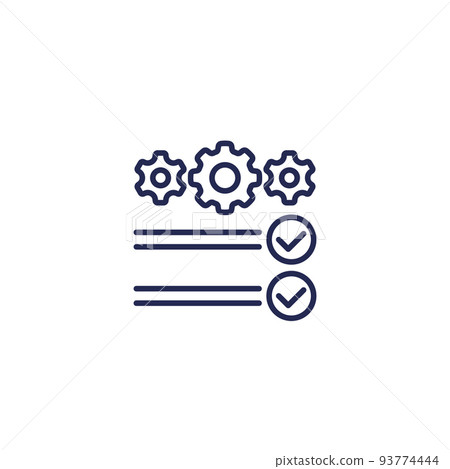 check list with gears line icon 93774444