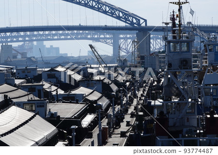 Harbor scenery with containers Harbor scenery with containers 93774487