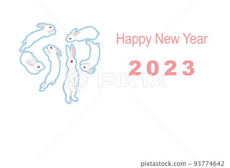 2023年新年賀卡模板兔年5英文版 93774642