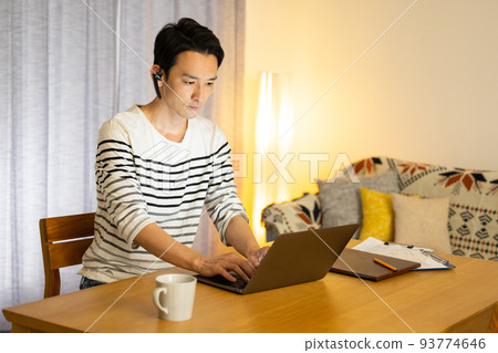 Living room work from home night Living room work from home night 93774646