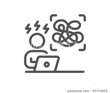 Difficult stress line icon. Online psychology sign. Confused mental health symbol. Quality design element. Linear style difficult stress icon. Editable stroke. Vector 93774858