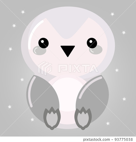 Cute penguin character on starry background, toy animal. Illustration, children's print, postcard, vector 93775038