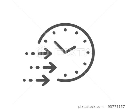 Delivery time line icon. Express courier sign. Fast shipping symbol. Quality design element. Linear style delivery time icon. Editable stroke. Vector 93775157