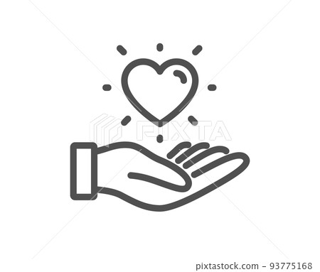 Hold heart line icon. Friends love sign. Brand ambassador hand symbol. Quality design element. Linear style hold heart icon. Editable stroke. Vector Hold heart line icon. Friends love sign. Brand ambassador hand symbol. Quality design element. Linear style hold heart icon. Editable stroke. Vector 93775168