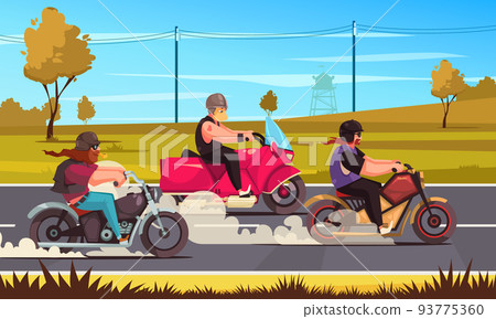 Motorcycle Bikers Scene 93775360