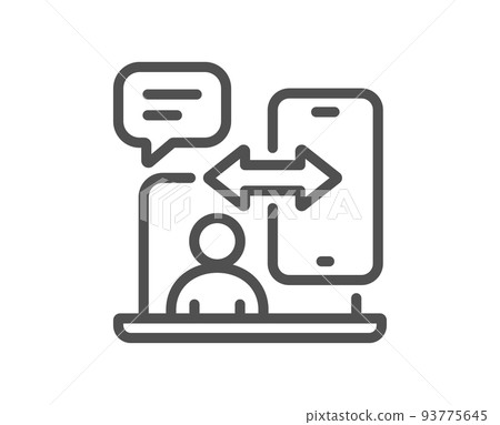 Phone timing line icon. Smartphone app sign. Cellphone mobile device symbol. Quality design element. Linear style phone timing icon. Editable stroke. Vector 93775645