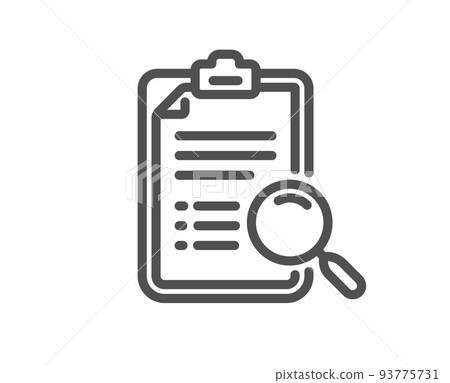 Search analysis line icon. Find document sign. Magnify glass. Quality design element. Linear style search analysis icon. Editable stroke. Vector 93775731