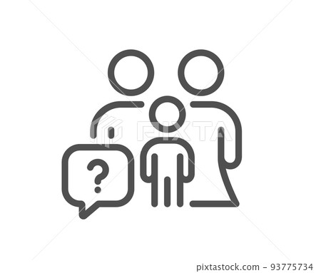 Family questions line icon. Question mark sign. People insurance symbol. Quality design element. Linear style family questions icon. Editable stroke. Vector 93775734
