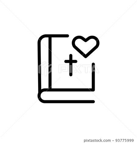 Book icon christian bible with heart and cross flat vector Book icon christian bible with heart and cross flat vector 93775999