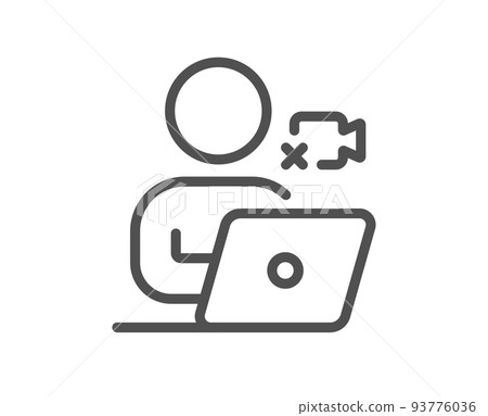 Video conference line icon. Online training sign. Webcam presentation symbol. Quality design element. Linear style video conference icon. Editable stroke. Vector Video conference line icon. Online training sign. Webcam presentation symbol. Quality design element. Linear style video conference icon. Editable stroke. Vector 93776036