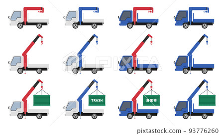 Unic car _ Truck crane car illustration material set 93776260