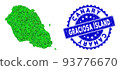 Rosette Textured Stamp And Green Vector Lowpoly Graciosa Island Map mosaic 93776670