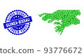 Rosette Textured Seal and Green Vector Triangle Filled Guinea-Bissau Map mosaic 93776672