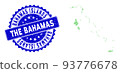 Rosette Textured Stamp With Green Vector Polygonal Bahamas Islands Map mosaic 93776678