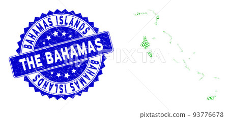 Rosette Textured Stamp With Green Vector Polygonal Bahamas Islands Map mosaic Rosette Textured Stamp With Green Vector Polygonal Bahamas Islands Map mosaic 93776678