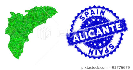 Rosette Grunge Badge with Green Vector Polygonal Alicante Province Map mosaic Rosette Grunge Badge with Green Vector Polygonal Alicante Province Map mosaic 93776679