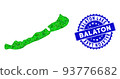 Rosette Rubber Seal Imprint And Green Vector Polygonal Balaton Lake Map mosaic 93776682