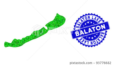 Rosette Rubber Seal Imprint And Green Vector Polygonal Balaton Lake Map mosaic Rosette Rubber Seal Imprint And Green Vector Polygonal Balaton Lake Map mosaic 93776682