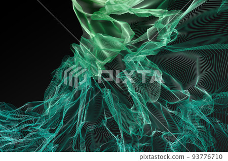 網狀線。未來主義的形象。不同的維度空間。美麗的漸變。一個黑暗的世界。 93776710