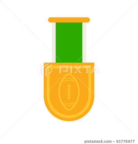 Gold medal with ribbon. Vector illustration 93776977