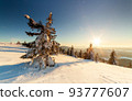 wonderfully majestic winter landscape glowing by sunlight. wintry scene. Carpathian, Ukraine, Europe. Beauty world. Happy New Year 93777607