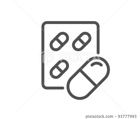 Capsule pill line icon. Medical drugs sign. Pharmacy medication symbol. Quality design element. Linear style capsule pill icon. Editable stroke. Vector Capsule pill line icon. Medical drugs sign. Pharmacy medication symbol. Quality design element. Linear style capsule pill icon. Editable stroke. Vector 93777993